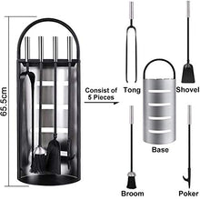 Load image into Gallery viewer, Amagabeli 4 Pièces Outils De Cheminée Set Argent Fer Forgé Outils De Cheminée Fer Porte-Bûches Stand Pinces À Feu Pelle Pinceau Antique Cheminée Poker Poêle À Bois Décor Ensemble d&#39;outils
