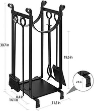 Load image into Gallery viewer, Amagabeli Porte Bûches de Cheminée avec 4 Outils 78x29x36cm Intérieur Extérieur Grande Capacité Ensemble d‘outils de Cheminée Support de Bois de Chauffage Outils Rack de Stockage Ensembles de Cheminée
