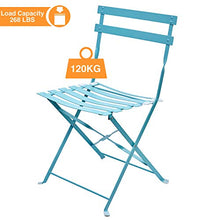 Load image into Gallery viewer, Amagabeli，Ensemble Bistro de 1 Table（H90 x D75cm） et 2 Chaises(H83 x W42 x D38cm)，Salon de Jardin Pliable en Métal， Costume Parfait pour Balcon Terasse et Jardin Imperméable，Bleu Clair
