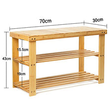 Load image into Gallery viewer, Camabel ,Banc Étagère à Chaussures ,en 3 Niveaux Bambou 70 x 30 x 43 cm Charge admissible: 126 kg, pour l’entrée Salle de Bain Salon
