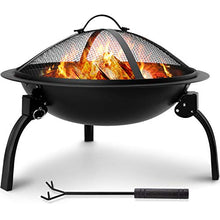 Load image into Gallery viewer, Amagabeli Brasero Extérieur Portable Brasero de Jardin 52cm Brasero Barbecue Exterieur terrasse avec Grille Capot étincelles Tisonnier Cheminée Camping et Le Pique-Nique 52cm Acier Pliant Brasero
