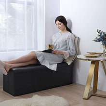 Load image into Gallery viewer, Camabel，110 x 38 x 38 cm Pouf Coffre de Rangement Pliable ，Chargement Tabouret Cube Dé Repose-Pieds， Siège Boîte Max de 300 kg，Noir
