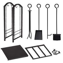 Load image into Gallery viewer, Amagabeli Porte bûches de cheminée avec 4 outils 74 x 40 x 30cm Ensemble d‘outils de Cheminée Grande Capacité Range-bûches Support de bois de Chauffage pour Intérieur Extérieur Rack de Stockage Outils
