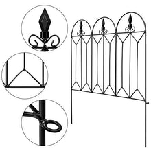 Load image into Gallery viewer, Amagabeli Garden Fence 24inx10ft Outdoor Decorative Fencing Landscape Wire Fencing Folding Wire Patio Border Edge Section Fences Flower Bed Animal Barrier Décor Picket Black Rustproof Panels Wire FC04
