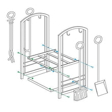 Load image into Gallery viewer, Amagabeli Porte bûches de cheminée avec 4 outils 74 x 40 x 30cm Ensemble d‘outils de Cheminée Grande Capacité Range-bûches Support de bois de Chauffage pour Intérieur Extérieur Rack de Stockage Outils
