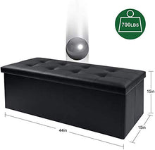 Load image into Gallery viewer, Camabel，110 x 38 x 38 cm Pouf Coffre de Rangement Pliable ，Chargement Tabouret Cube Dé Repose-Pieds， Siège Boîte Max de 300 kg，Noir
