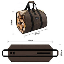 Load image into Gallery viewer, Amagabeli Firewood Carrier Bag Canvas Waxed Large Firewood Log Tote Carrying Indoor Bag Firewood Storage Tote Fire Place Log Holders Outdoor Fire Wood Carrier with Handles Heavy Duty Wood Dark Brown
