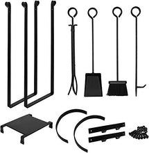 Load image into Gallery viewer, Amagabeli Porte Bûches de Cheminée avec 4 Outils 78x29x36cm Intérieur Extérieur Grande Capacité Ensemble d‘outils de Cheminée Support de Bois de Chauffage Outils Rack de Stockage Ensembles de Cheminée
