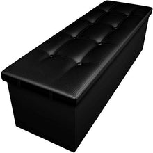 Load image into Gallery viewer, Camabel，110 x 38 x 38 cm Pouf Coffre de Rangement Pliable ，Chargement Tabouret Cube Dé Repose-Pieds， Siège Boîte Max de 300 kg，Noir
