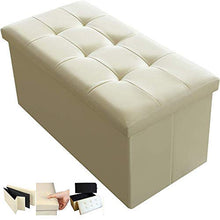 Load image into Gallery viewer, Camabel， Pouf Coffre de Rangement Pliable Banc， Coffre Rangement Chargement ，Tabouret Cube Dé Repose-Pieds Siège Boîte Banc de Rangement Max. de 300 kg，Beige
