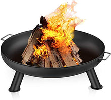 Load image into Gallery viewer, Amagabeli Brasero Foyer Extérieur de Jardin -Diamètre de 60cm en Fonte Fire Pit Terrasse de Jardin Fire Bol Cheminée - avec Poignées BBQ Camping Brasero Panier á feu pour Portable Acier
