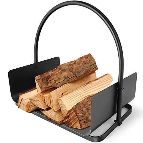 Amagabeli Panier à bûches 45 x 30 x 43cm Porte-bûches de cheminée panier bois de chauffage panier porte buche cheminee Support À Bois De Chauffage Acier panier bois de cheminée Intérieur/extérieur