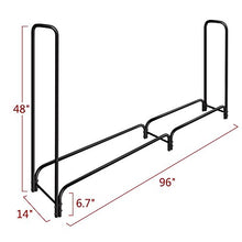 Load image into Gallery viewer, Amagabeli 8 ft Outdoor Fire Wood Log Rack for Fireplace Heavy Duty Firewood Pile Storage Racks for Patio Deck Metal Log Holder Stand Tubular Steel Wood Stacker Outside Tools Accessories Black
