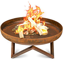 Load image into Gallery viewer, Amagabeli Grand Foyer De 23,6 Pouces Grande Capacité Portable Extérieur en Fer Robuste Bol De Feu pour Patio Camping Barbecue Brasero pour Chauffage De Jardin Brûleur À Bois De Charbon De Bois
