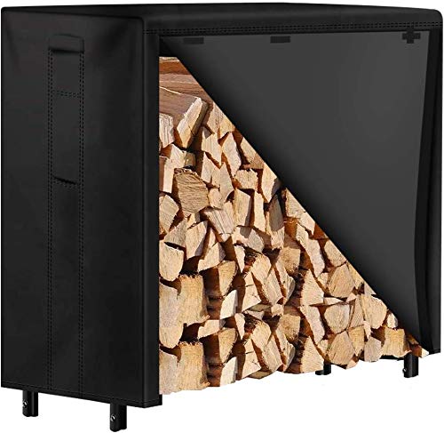 Amagabeli, 1,2m Support à Bois de Chauffage avec Couvercle Grande, Capacité Extérieur, Porte-bûches de Cheminée avec étanche 600D, Oxford Couvercle