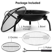 Load image into Gallery viewer, Amagabeli Brasero Extérieur Portable Brasero de Jardin 52cm Brasero Barbecue Exterieur terrasse avec Grille Capot étincelles Tisonnier Cheminée Camping et Le Pique-Nique 52cm Acier Pliant Brasero
