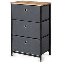 Load image into Gallery viewer, Camabel 71cm Tables de Chevet Commode pour Chambre avec 3 tiroirs Tissu Non-tissé avec Cadre en Acier Robuste et Plateau en Bois antirouille pour Salon/Chambre à Coucher Gris
