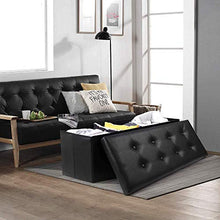 Load image into Gallery viewer, Camabel，110 x 38 x 38 cm Pouf Coffre de Rangement Pliable ，Chargement Tabouret Cube Dé Repose-Pieds， Siège Boîte Max de 300 kg，Noir
