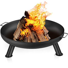 Load image into Gallery viewer, Amagabeli Brasero Foyer Extérieur de Jardin -Diamètre de 76cm Chauffage en Fonte Fire Pit Terrasse de Jardin Fire Bol Cheminée - avec Poignées BBQ Camping Brasero Panier á feu pour Portable Acier
