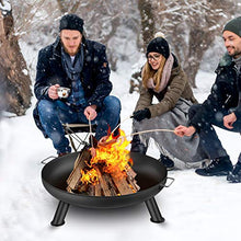 Load image into Gallery viewer, Amagabeli Brasero Foyer Extérieur de Jardin -Diamètre de 60cm en Fonte Fire Pit Terrasse de Jardin Fire Bol Cheminée - avec Poignées BBQ Camping Brasero Panier á feu pour Portable Acier
