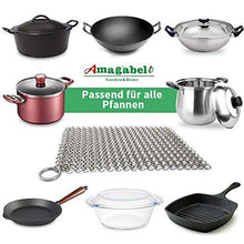 Load image into Gallery viewer, Amagabeli Nettoyeur en Fonte Grattoir Récureur en Cotte de Mailles en Acier Inoxydable pour Poêles Casseroles en Brosse à Barbecue pour Batterie de Cuisine Evier Poêle et Grill à Récurer 20 x 15,2 cm
