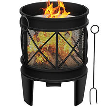 Load image into Gallery viewer, Amagabeli Brasero Exterieur pour Jardin 58 x 42 cm Portable Cheminée Foyer Extérieur pour Terrasse,Tisonnier et Grille Inclus, Chauffage de Ménager Fire Pit
