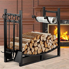 Load image into Gallery viewer, Amagabeli 3FTx30.7in Large Wide Firewood Rack Fireplace Tool Rack Indoor Outdoor Kindling Holder Heavy Duty Wood Storage Log Rack Holder Stacker Stand Tools Stove Accessories Black Without Cover
