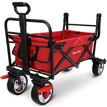 Load image into Gallery viewer, BEAU JARDIN， Chariot de Jardin  à Main Pliable， avec Freins Transport，Remorque de Jardin d&#39;extérieur Pliante Charrette à Bras jusqu&#39;à， 80KG Capacité pivotant Pliante Poussette， Rouge
