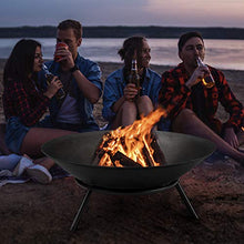 Load image into Gallery viewer, Amagabeli Brasero Exterieur pour Jardin 70cm Terrasses Brasero Fonte avec Trois Jambes Brasero d&#39;extérieur Barbecue Charbon Jardin Fire Pit Grill,Le Camping et Le Pique-Nique Plancha Brasero
