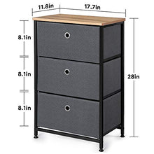 Load image into Gallery viewer, Camabel 71cm Tables de Chevet Commode pour Chambre avec 3 tiroirs Tissu Non-tissé avec Cadre en Acier Robuste et Plateau en Bois antirouille pour Salon/Chambre à Coucher Gris
