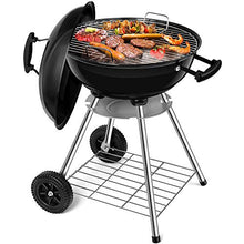 Load image into Gallery viewer, BEAU JARDIN Barbecue à Charbon de Bois Noir Pour Pique-Nique Barbecue à Billes Pour Charbon de Bois de Diamètre Avec Bac à Cendres Amovible Support Pour Barbecue Rond à Grille Avec Surface de Gril 44cm
