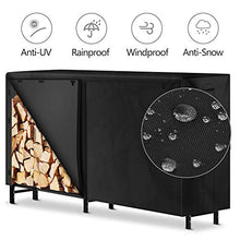 Load image into Gallery viewer, Amagabeli 8ft Firewood Log Rack Cover Weather Resistant Outdoor Heavy Duty Waterproof 600D Oxford Fabric Fireplace Logs Holder Covering Fire Wood Storage Covers with PVC Backing Black
