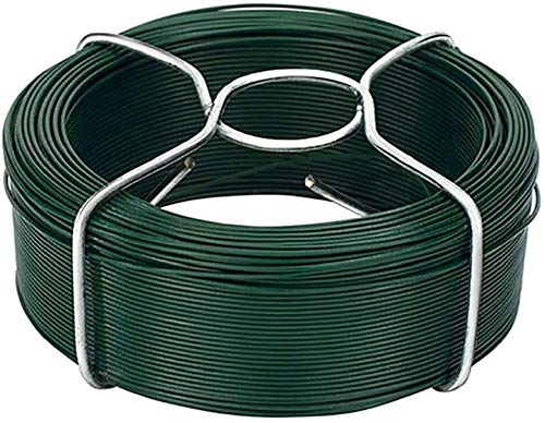 Amagabeli 6 x 50M Fil Acier Plastifie Fil d'attache Diamètre 1.35mm Rouleau de Fil Métallique Enduit de PVC Fil de Fer avec Gaine en Plastique Vert pour Les Plantes et Le Jardin WR8