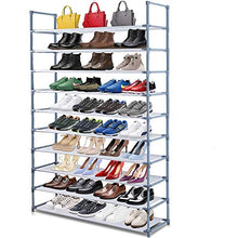 Load image into Gallery viewer, Camabel, Etagère à Chaussures10 Niveaux en Acier Inoxydable à étagères, Chaussures empilable pour 60 Paires,  pour Salon Vestiaire Entrée, 175x100x28cm
