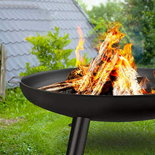 Load image into Gallery viewer, Amagabeli Brasero Foyer Extérieur de Jardin -Diamètre de 76cm Chauffage en Fonte Fire Pit Terrasse de Jardin Fire Bol Cheminée - avec Poignées BBQ Camping Brasero Panier á feu pour Portable Acier
