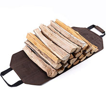 Load image into Gallery viewer, Amagabeli Firewood Carrier Bag Canvas Waxed Large Firewood Log Tote Carrying Indoor Bag Firewood Storage Tote Fire Place Log Holders Outdoor Fire Wood Carrier with Handles Heavy Duty Wood Dark Brown
