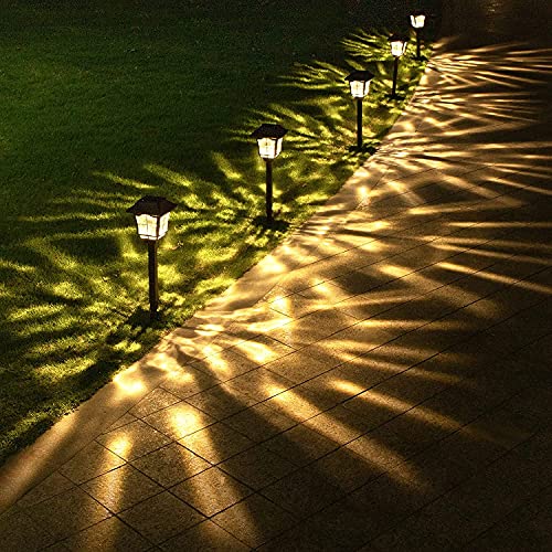 BEAU JARDIN 4 Pack Lampes de jardin solaires Lampes de jardin extérieures Lumière de chemin étanche Lentille en verre Fabriqué en acier inoxydable Marche/arrêt automatique Sans fil Rechargeable LED