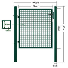 Load image into Gallery viewer, Amagabeli Portail de Jardin en métal galvanisé avec Serrure (Single) Porte de clôture Vert RAL6005 140x100cm
