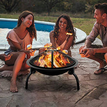 Load image into Gallery viewer, Amagabeli Brasero Extérieur Portable Brasero de Jardin 52cm Brasero Barbecue Exterieur terrasse avec Grille Capot étincelles Tisonnier Cheminée Camping et Le Pique-Nique 52cm Acier Pliant Brasero
