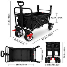 Load image into Gallery viewer, BEAU JARDIN，Chariot de Jardin  à Main Pliable，avec Frein Transport，Remorque de Jardin d&#39;extérieur Pliante Charrette à Bras jusqu&#39;à ，80KG Capacité pivotant Pliante Poussette， Noir
