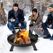 Load image into Gallery viewer, Amagabeli Brasero Foyer Extérieur de Jardin -Diamètre de 76cm Chauffage en Fonte Fire Pit Terrasse de Jardin Fire Bol Cheminée - avec Poignées BBQ Camping Brasero Panier á feu pour Portable Acier
