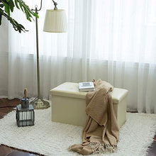 Load image into Gallery viewer, Camabel， Pouf Coffre de Rangement Pliable Banc， Coffre Rangement Chargement ，Tabouret Cube Dé Repose-Pieds Siège Boîte Banc de Rangement Max. de 300 kg，Beige
