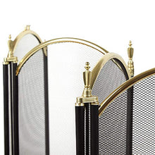 Load image into Gallery viewer, Amagabeli Large Gold Fireplace Screen 4 Panel Ornate Wrought Iron Black Metal Fire Place Standing Gate Decorative Mesh Solid Steel Spark Guard Cover Outdoor Tools Accessories
