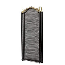 Load image into Gallery viewer, Amagabeli Large Gold Fireplace Screen 4 Panel Ornate Wrought Iron Black Metal Fire Place Standing Gate Decorative Mesh Solid Steel Spark Guard Cover Outdoor Tools Accessories
