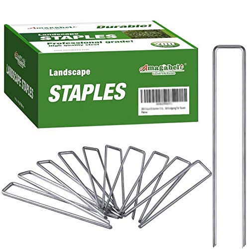 Amagabeli, 200 Piquets de Jardin Pelouse Agrafes en Forme de U, - 150 mm Long ,- Ongles Mauvaises Herbes Tissu Piquets Galvanisé ,Piquets de Fixation en Acier pour Bache