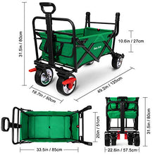 Load image into Gallery viewer, BEAU JARDIN ，Chariot de Jardin à Main Pliable， avec Frein Transport，Remorque de Jardin d&#39;extérieur Pliante Charrette à Bras jusqu&#39;à，80KG Capacité pivotant Pliante Poussette，Vert
