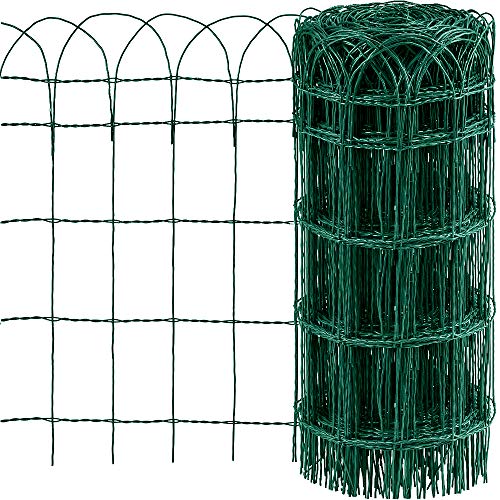 Amagabeli 0.65M x 25M Clôture de Jardin Bordure de Jardin Décorative Pliable Clôture Rouleau en métal RAL6005 Metallique Le Motif Protection pour Plantes Anti-Rouille Vert Fil de Métal Pelouse HC02