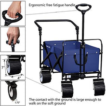 Load image into Gallery viewer, BEAU JARDIN， Chariot de Jardin à Main Pliable ， Chariot de Transport， Remorque de Jardin d&#39;extérieur Pliante Charrette à Bras jusqu&#39;à ，100KG pivotant Poussette， Bleu
