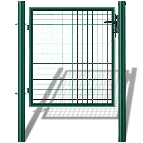 Amagabeli Portail de Jardin en métal galvanisé avec Serrure (Single) Porte de clôture Vert RAL6005 140x100cm