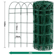 Load image into Gallery viewer, Amagabeli 0.65M x 25M Clôture de Jardin Bordure de Jardin Décorative Pliable Clôture Rouleau en métal RAL6005 Metallique Le Motif Protection pour Plantes Anti-Rouille Vert Fil de Métal Pelouse HC02
